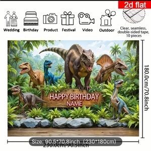 XXL Dinosaur Birthday Backdrop - Henry